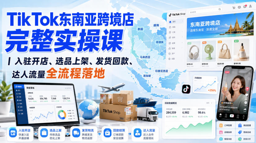 TikTok东南亚跨境店完整实操课｜入驻开店、选品上架、发货回款、达人流量全流程落地-悟空知识星球