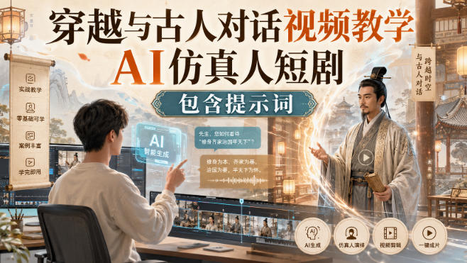 穿越与古人对话视频教学,AI仿真人短剧,包含提示词-悟空知识星球