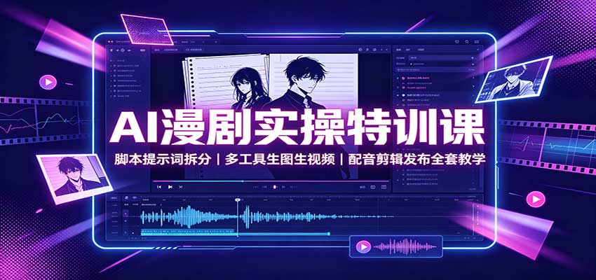 AI漫剧实操特训课:脚本提示词拆分,多工具生图生视频,配音剪辑发布全套教学-悟空知识星球