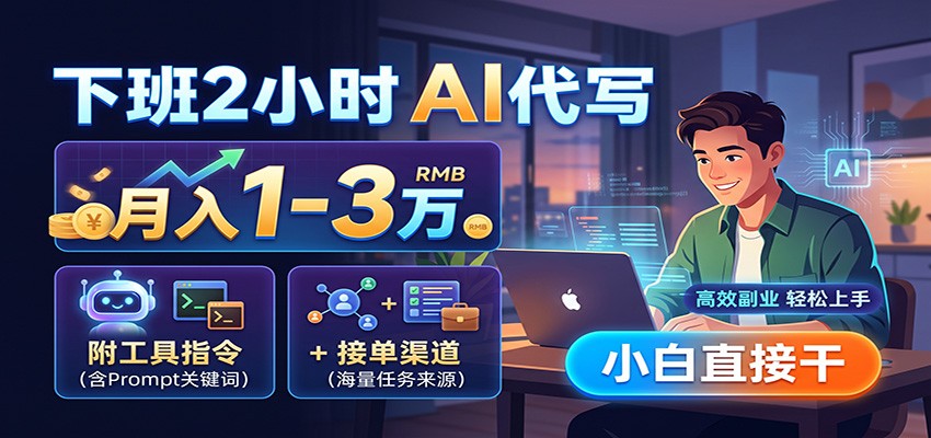 下班2小时AI代写,月入1-3万,附工具指令+接单渠道,小白直接干-悟空知识星球
