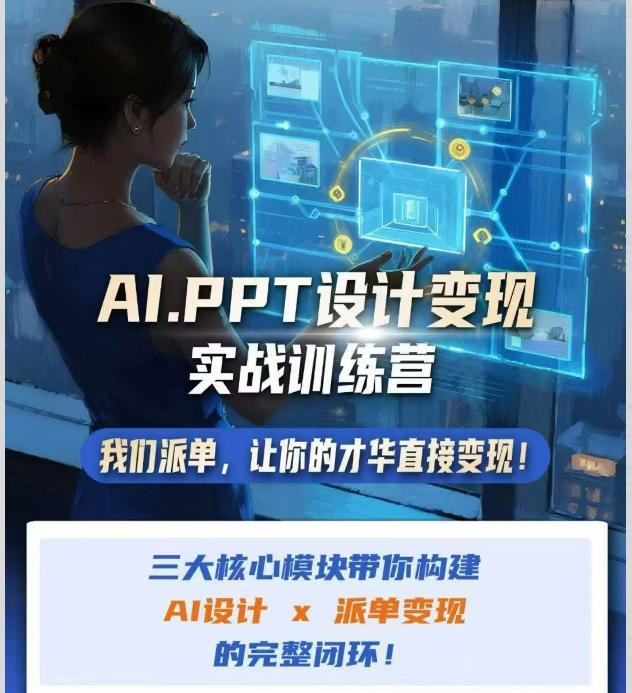 AI+PPT设计变现实战训练营，我们派单，让你的才华直接变现，三大核心模块带你构建Al设计x派单变现的完整闭环-悟空知识星球