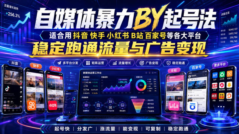 自媒体暴力搬运起号法，适合用抖音快手小红书B站百家号等各大平台，稳定跑通流量与广告变现-悟空知识星球