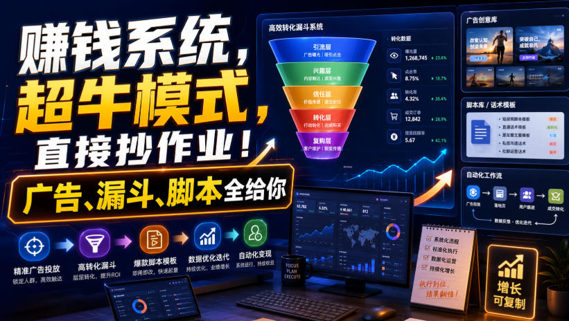 賺钱系统,超牛模式,直接抄作业!广告、漏斗、脚本全给你【原创双语字幕】-悟空知识星球