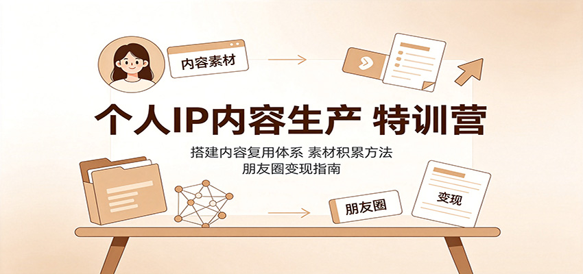 个人IP内容生产特训营：搭建内容复用体系，素材积累方法，朋友圈变现指南-悟空知识星球