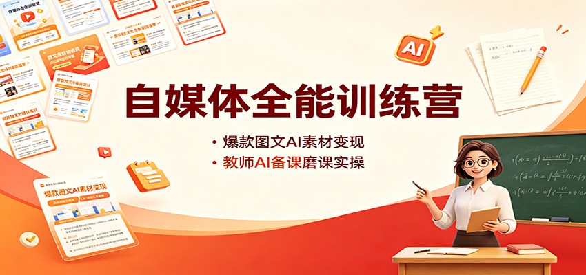 自媒体全能训练营:爆款图文AI素材变现,教师AI备课磨课实操-悟空知识星球
