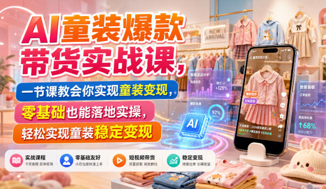 AI童装爆款带货实战课,一节课教会你实现童装变现,零基础也能落地实操-悟空知识星球