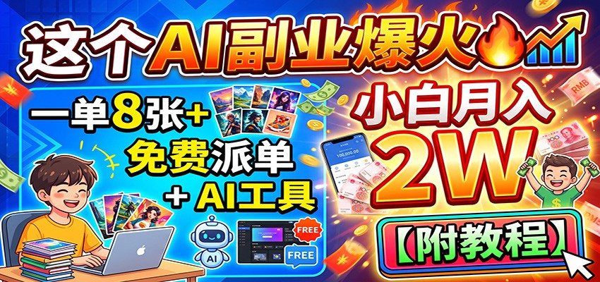 这个AI副业爆火!一单8张+,免费派单+AI工具,小白月入2W【附教程】-悟空知识星球
