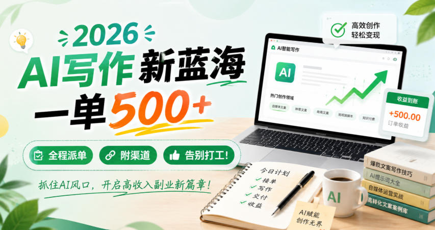 2026 AI写作新蓝海,一单500+,全程派单,附渠道,告别打工!【揭秘】-悟空知识星球