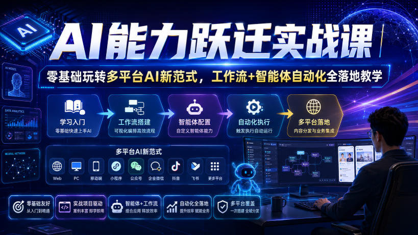 AI能力跃迁实战课|零基础玩转多平台AI新范式,工作流+智能体自动化全落地教学-悟空知识星球