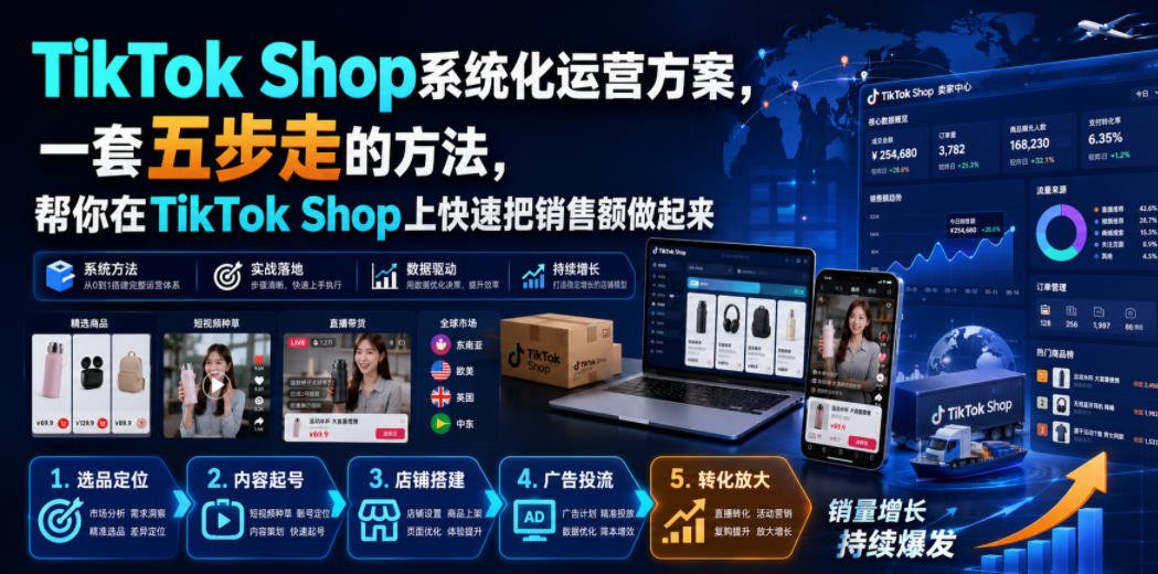 TikTok Shop系统化运营方案,一套五步走的方法,帮你在TikTok Shop上快速把销售额做起来【原创双语字幕】-悟空知识星球