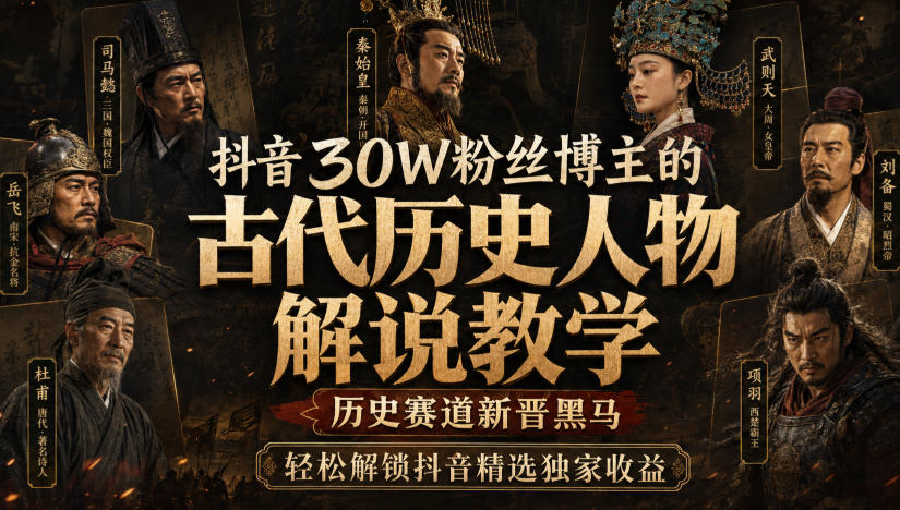 抖音30W粉丝博主的古代历史人物解说教学,历史赛道新晋黑马,轻松解锁抖音精选独家收益-悟空知识星球