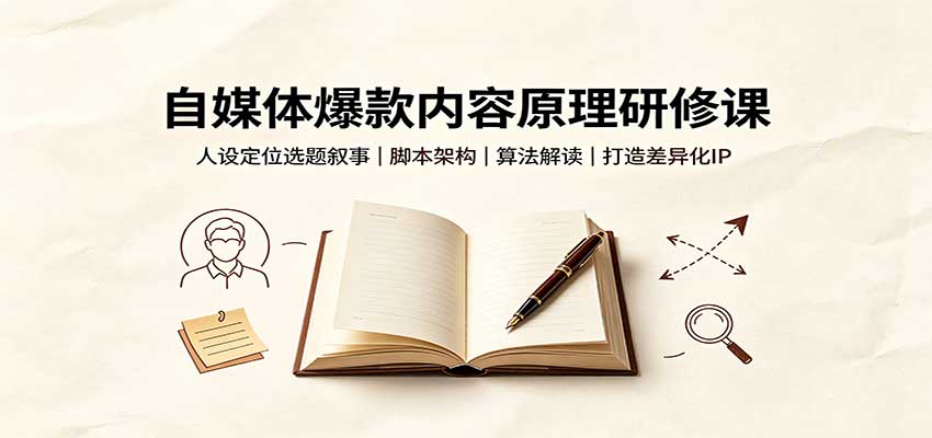 自媒体爆款内容原理研修课:人设定位选题叙事,脚本架构,算法解读打造差异化IP-悟空知识星球