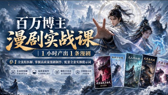 百万博主漫剧实战课｜1小时产出1条漫剧，0‑1全流程拆解，掌握高质量漫剧制作，配套全套实操提示词-悟空知识星球