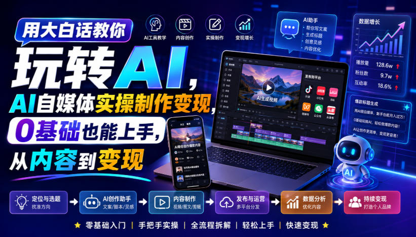 用大白话教你玩转AI,AI自媒体实操制作变现,0基础也能上手,从内容到变现-悟空知识星球