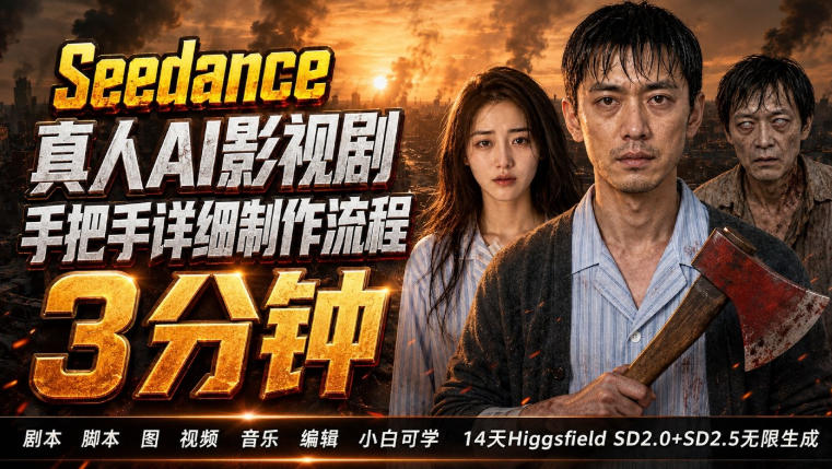 3分钟真人AI影视剧怎么做?SD 2.0手把手完整制作流程|Higgsfield 14天SD 2.0/2.5无限生成-悟空知识星球
