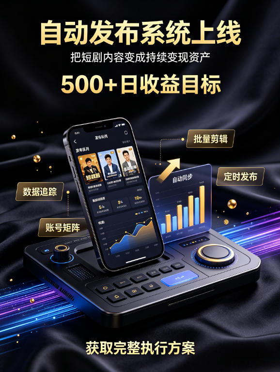 还在找靠谱线上副业？快手短剧项目，全程自动发布内容，不用熬夜做视频，轻松日入500+【揭秘】-悟空知识星球