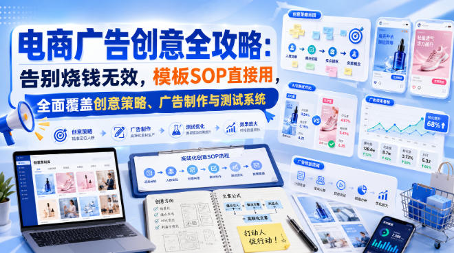 电商广告创意全攻略：告别烧钱无效，模板SOP直接用，全面覆盖创意策略、广告制作与测试系统【原创双语字幕】-悟空知识星球