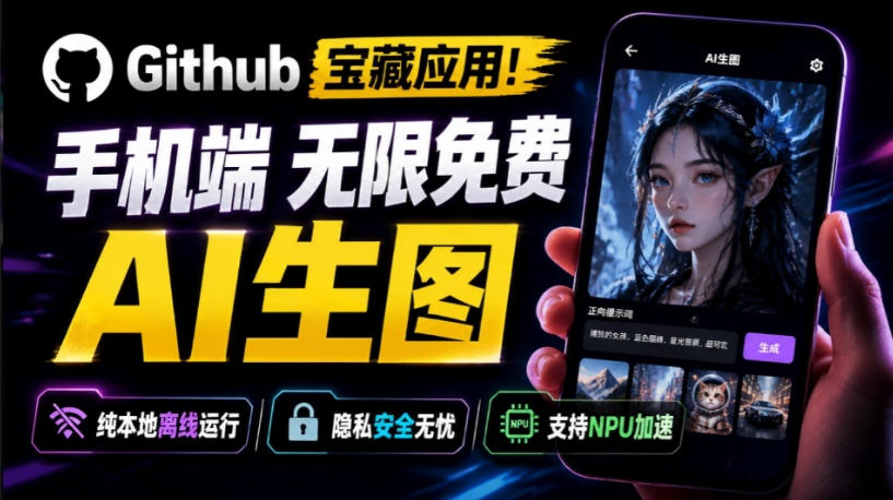 Github宝藏应用！手机端无限免费AI生图，纯本地离线运行，支持NPU加速斩获3.1k stars，local-dream-悟空知识星球