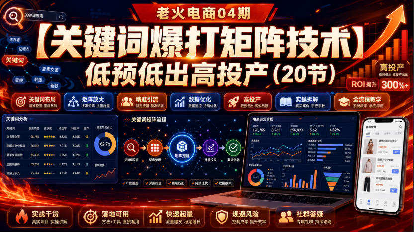 老火电商04期：【关键词爆打矩阵技术】低预低出高投产（20节）-悟空知识星球