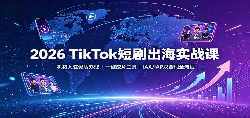 2026 TikTok短剧出海实战课:机构入驻资质办理,一键成片工具,IAA/IAP双变现全流程-悟空知识星球