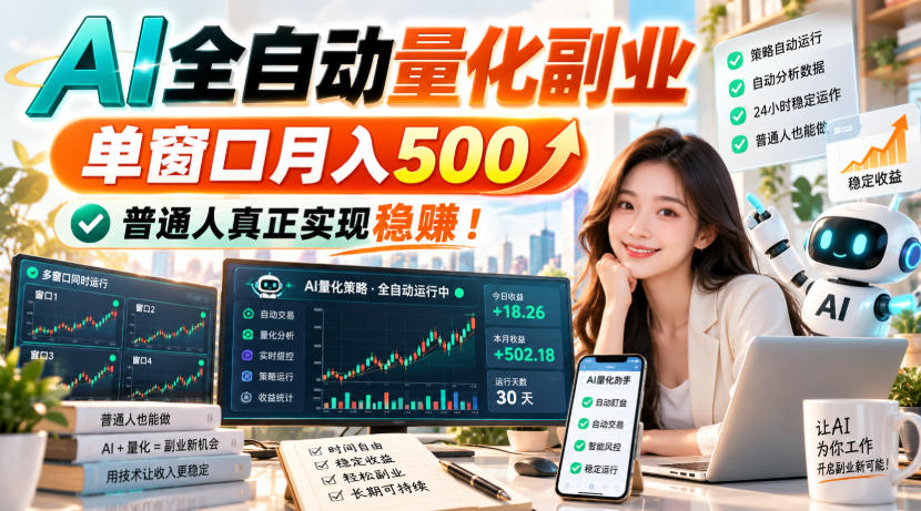 （20735期）AI全自动量化副业，单窗口月入500，普通人真正实现稳赚！-悟空知识星球