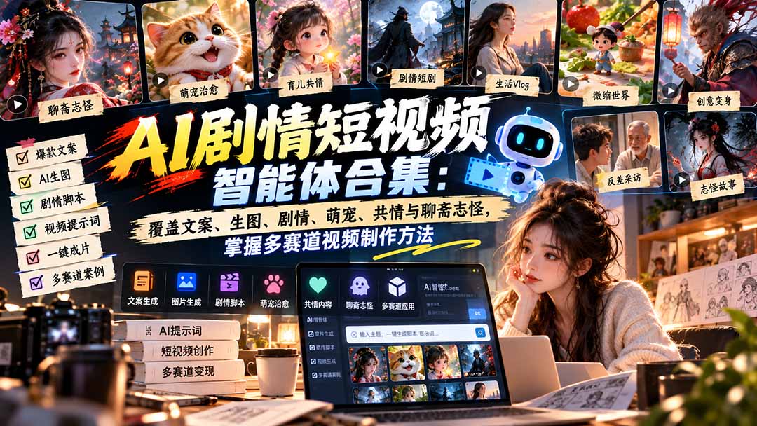 (20644期)【无水印】AI剧情短视频智能体合集:覆盖文案、生图、剧情、萌宠、共情与聊斋志怪,掌握多赛道视频制作方法-悟空知识星球
