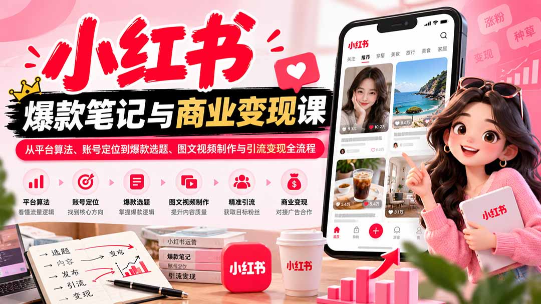 （20709期）2026小红书爆款笔记与商业变现课：从平台算法、账号定位到爆款选题、图文视频制作与引流变现全流程-悟空知识星球