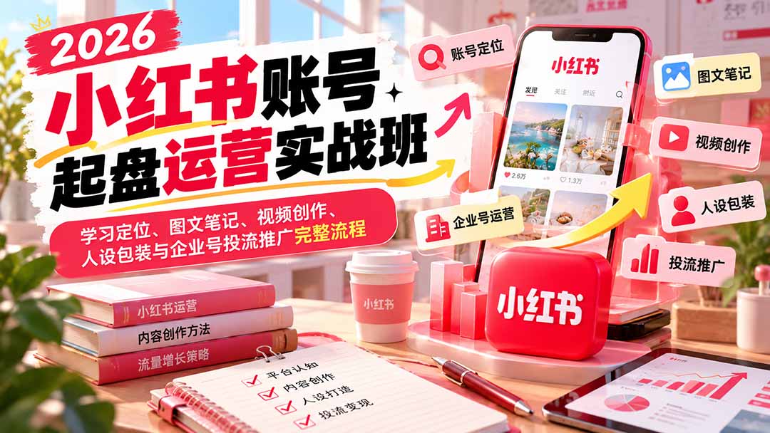 (20646期)2026小红书账号起盘运营实战班:学习定位、图文笔记、视频创作、人设包装与企业号投流推广完整流程-悟空知识星球