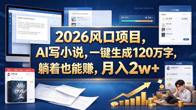 (20653期)2026 风口项目,AI 写小说,一键生成 120 万字,躺着也能赚,月入 2w +-悟空知识星球