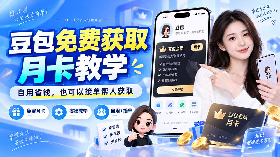 (20358期)豆包免费获取月卡教学,自用省钱,也可以接单帮人获取-悟空知识星球