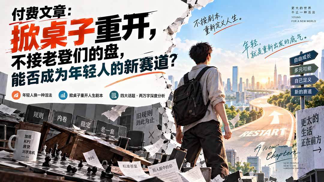 (20557期)付费文章:掀桌子重开,不接老登们的盘,能否成为年轻人的新赛道?-悟空知识星球
