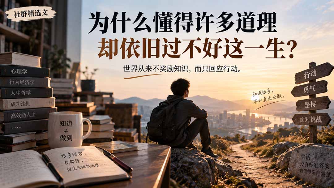 (20462期)社群精选文:为什么懂得许多道理却依旧过不好这一生?-悟空知识星球
