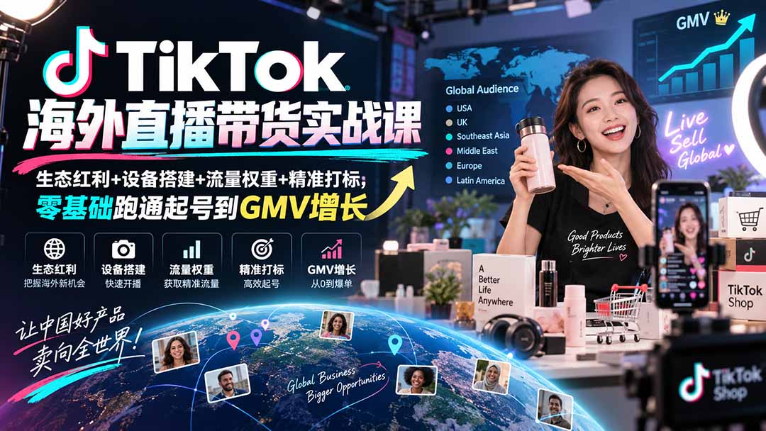 (20465期)TikTok海外直播带货实战课|生态红利+设备搭建+流量权重+精准打标,零基础跑通起号到GMV增长-悟空知识星球