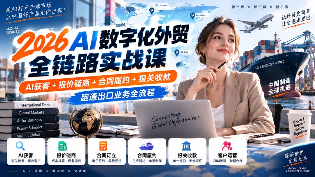 （20569期）2026AI数字化外贸全链路实战课：AI获客+报价磋商+合同履约+报关收款，跑通出口业务全流程-悟空知识星球