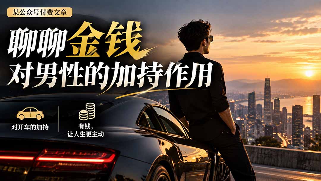 （20627期）【无水印】某公众号付费文章：聊聊金钱对男性的加持作用-悟空知识星球