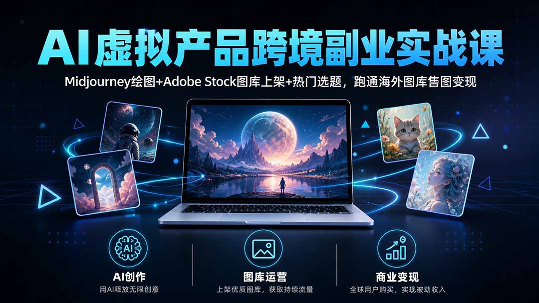 (20514期)AI虚拟产品跨境副业实战课|Midjourney绘图+Adobe Stock图库上架+热门选题,跑通海外图库售图变现-悟空知识星球