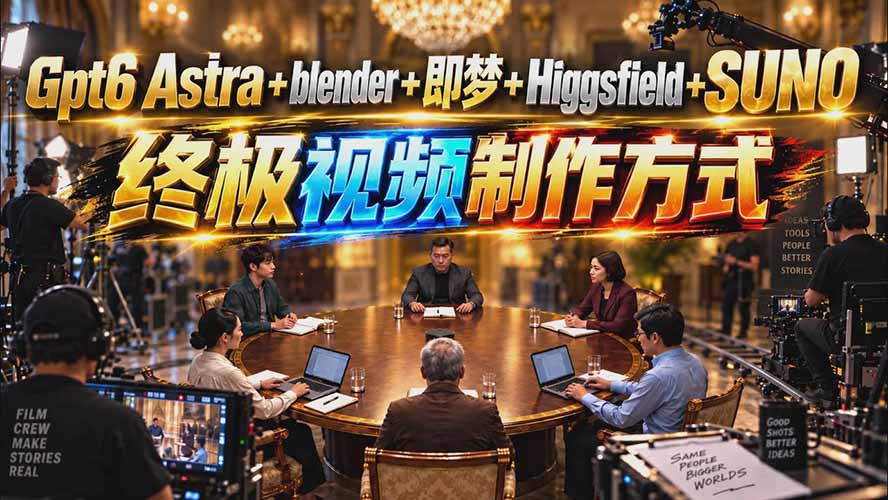(20588期)GPT-6 Astra+Blender+即梦+Higgsfield+Suno=终极视频制作方式(无水印)-悟空知识星球