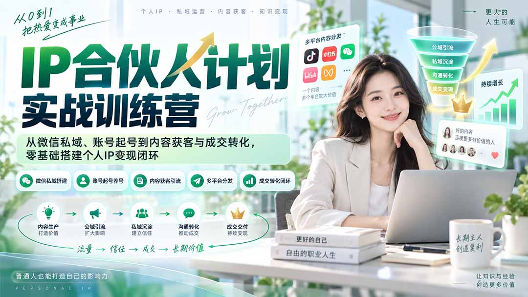 (20321期)IP合伙人计划实战训练营-更新:从微信私域、账号起号到内容获客与成交转化,零基础搭建个人IP变现闭环-悟空知识星球