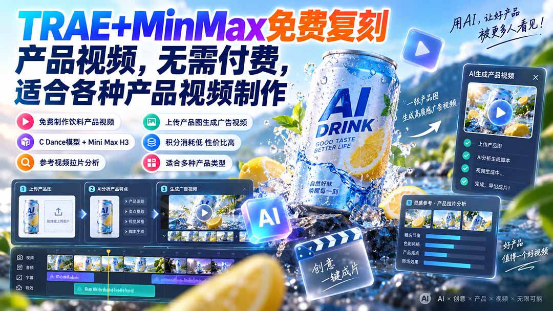 (20362期)TRAE+MinMax免费复刻产品视频,无需付费,适合各种产品视频制作-悟空知识星球