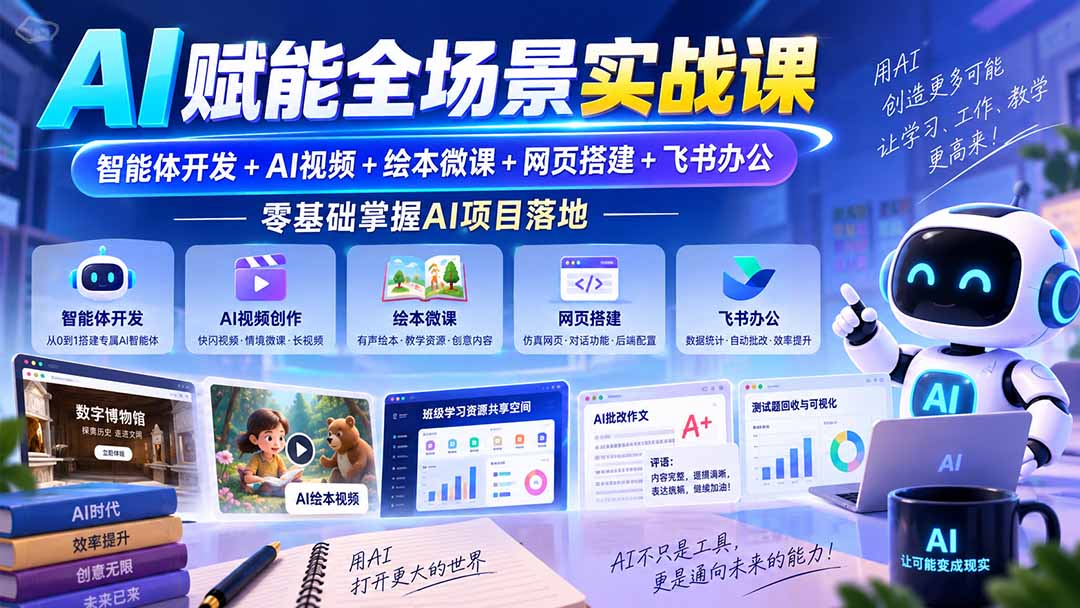 (20517期)AI赋能全场景实战课|智能体开发+AI视频+绘本微课+网页搭建+飞书办公,零基础掌握AI项目落地-悟空知识星球