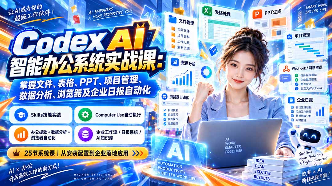 （20446期）Codex AI智能办公系统实战课：掌握文件、表格、PPT、项目管理、数据分析、浏览器及企业日报自动化-悟空知识星球