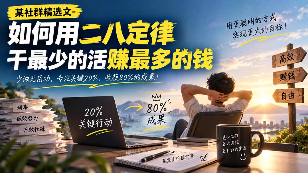 (20385期)某社群精选文-如何用二八定律干最少的活赚最多的钱-悟空知识星球