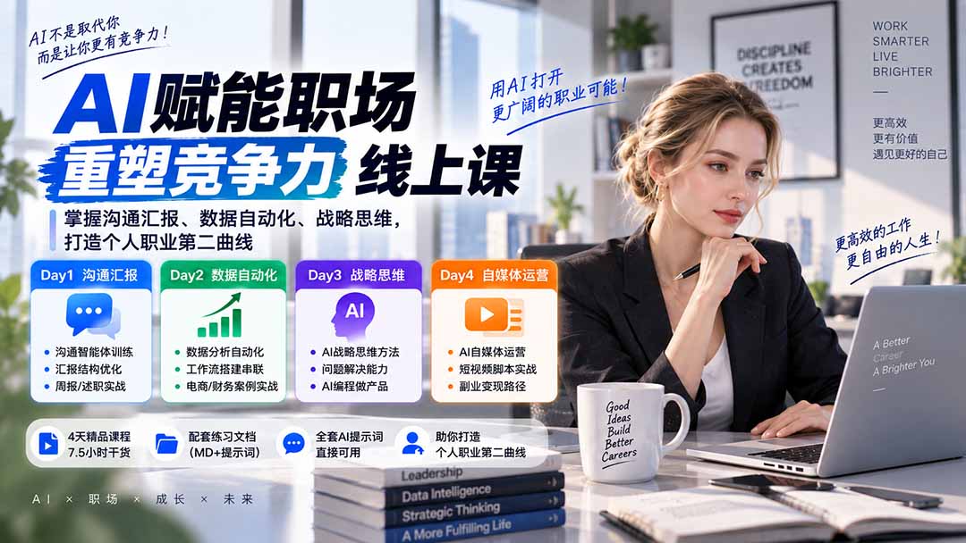 (20531期)AI职场提效与第二曲线实战课-无水印:学习沟通汇报、数据工作流和战略思维,掌握AI编程做产品及自媒体运营方法-悟空知识星球