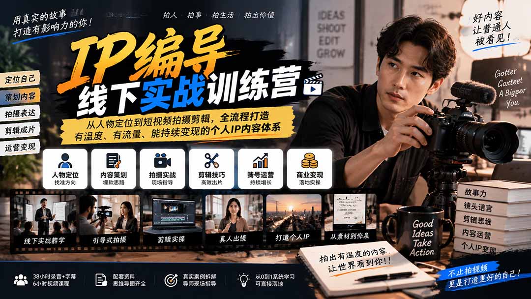 (20610期)IP编导线下实战训练营-更新:从人物定位到短视频拍摄剪辑,全流程打造有温度、有流量、能持续变现的个人IP内容体系-悟空知识星球