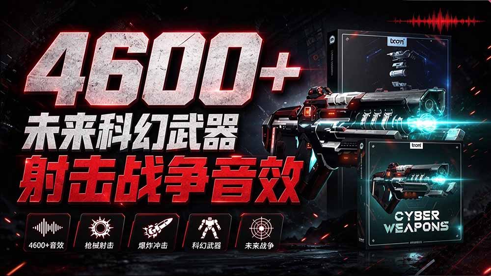 (20696期)顶级音效合集!4600+种未来科幻武器开枪射击战斗音效素材合集,全部中文汉化 Boom Library – Cyber W-悟空知识星球