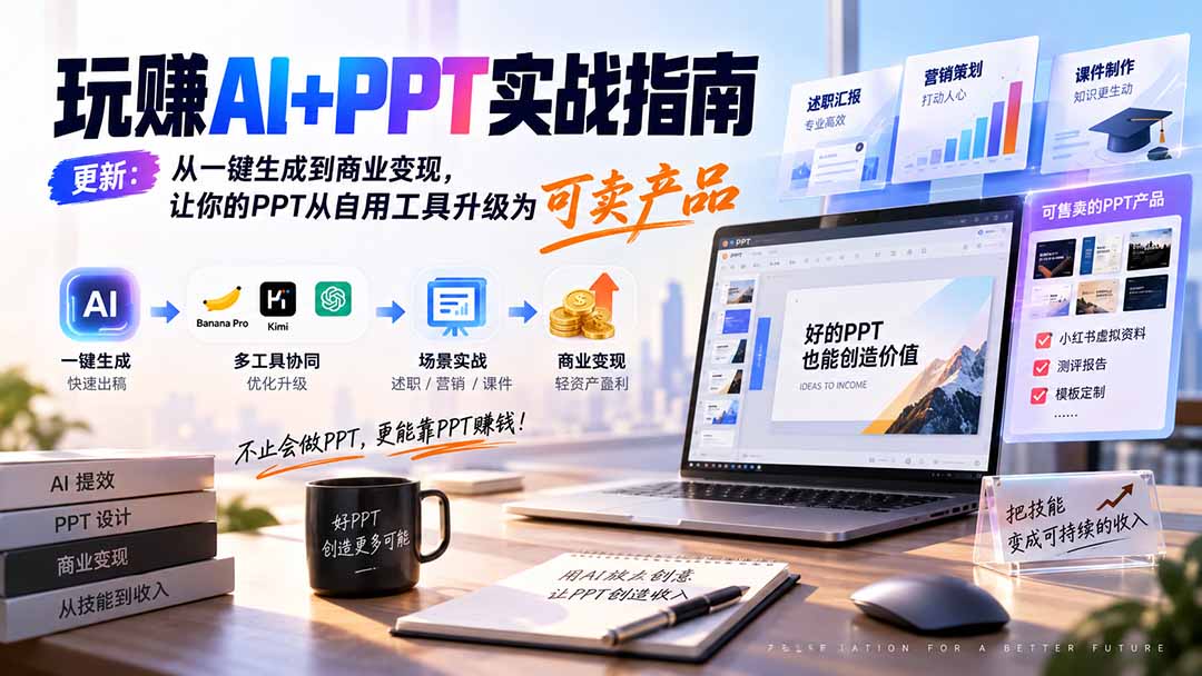 (20247期)玩赚AI+PPT实战指南-更新5月13:从一键生成到商业变现,让你的PPT从自用工具升级为可卖产品-悟空知识星球