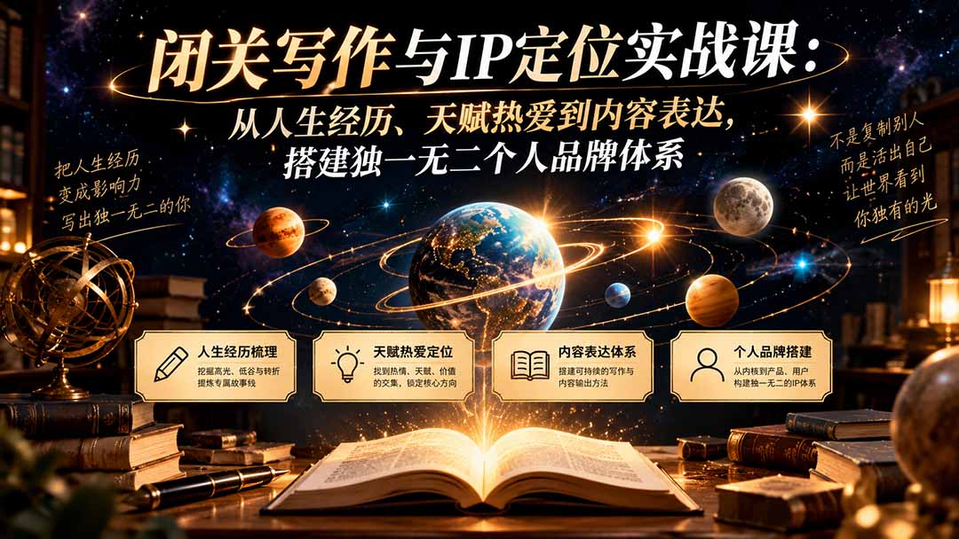 (20634期)闭关写作与IP定位实战课:从人生经历、天赋热爱到内容表达,搭建独一无二个人品牌体系-悟空知识星球
