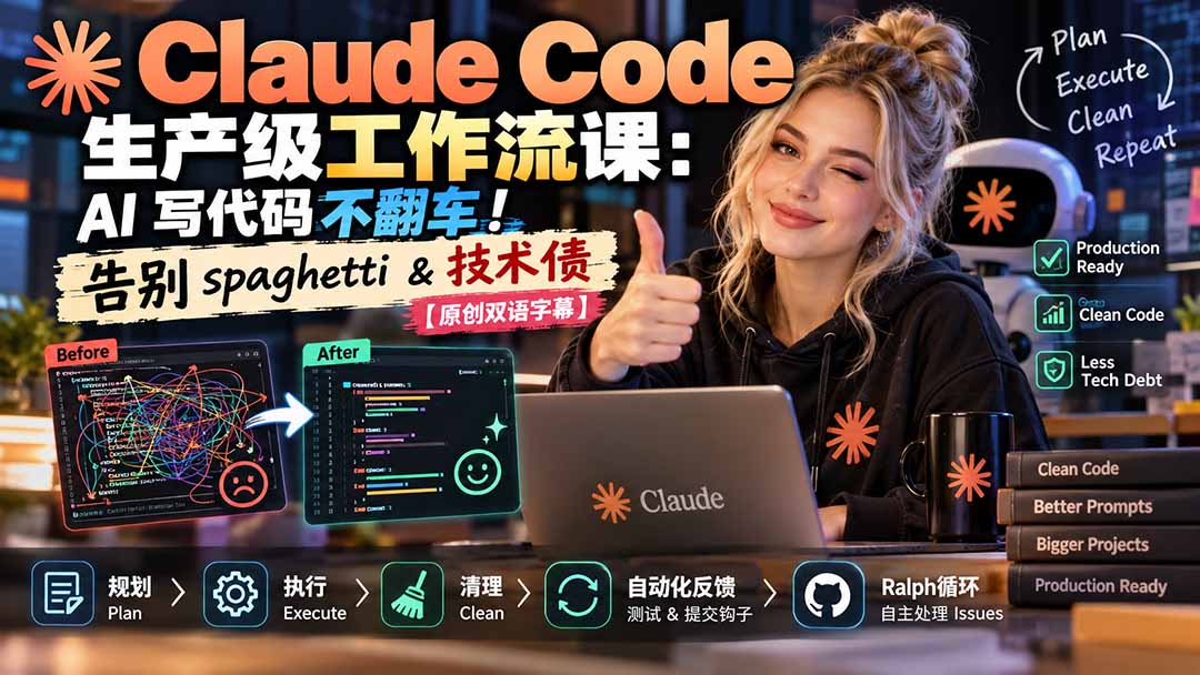 (20739期)Claude Code 生产级工作流课:AI 写代码不翻车!告别 spaghetti & 技术债【原创双语字幕】-悟空知识星球