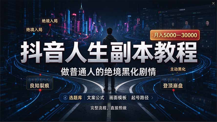 (20734期)抖音爆火AI人生副本赛道,28作品涨粉33万粉丝,看完自己便可产出爆款-悟空知识星球