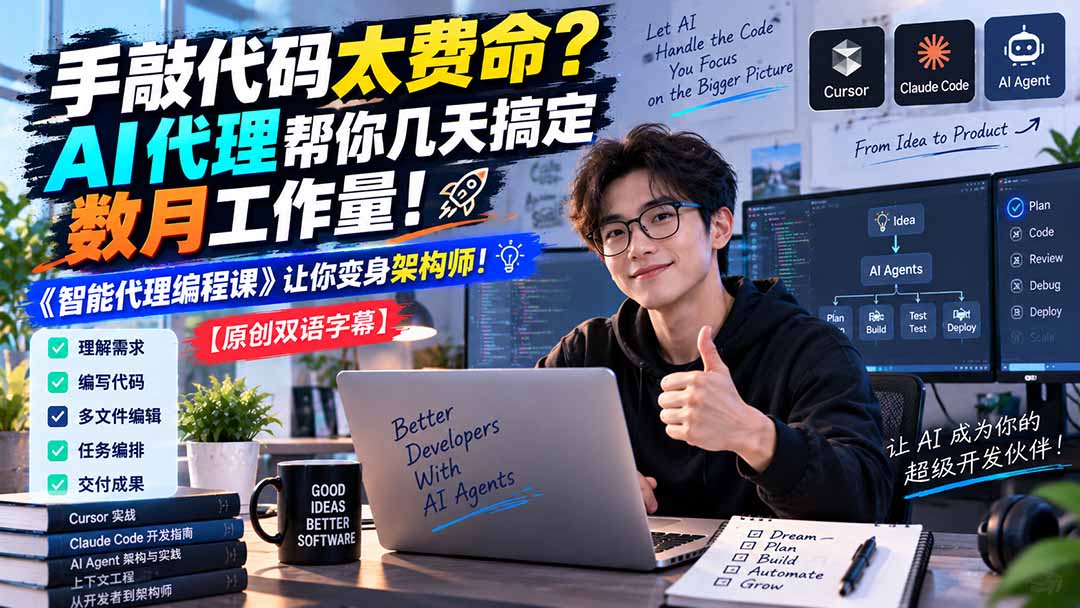 (20286期)手敲代码太费命?AI 代理帮你几天搞定数月工作量!《智能代理编程课》让你变身架构师-悟空知识星球
